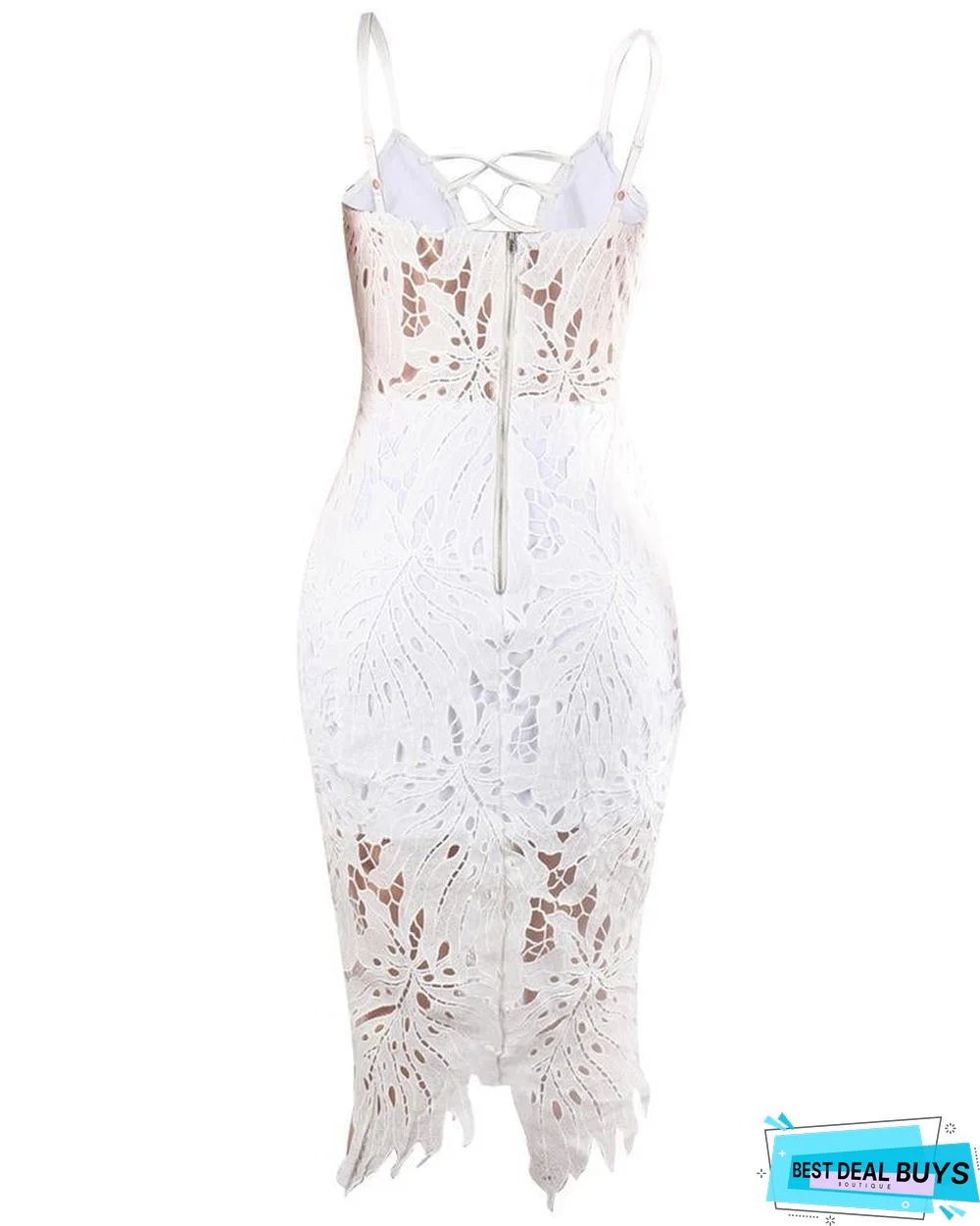 Lace-Up Hollow Out Lace Bodycon Dress