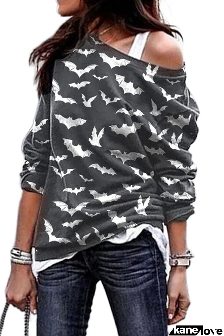 Navy Bat Print Sweatshirt