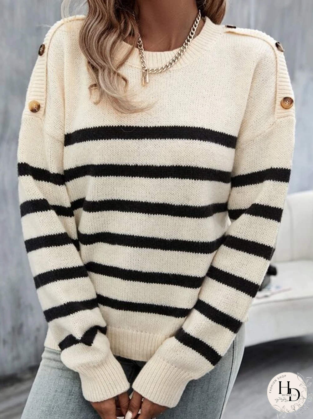 Striped Casual Crew Neck Sweater