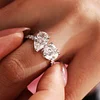 14K White Gold Round and Pear Lab Diamond Toi et Moi Ring with Pave Design
