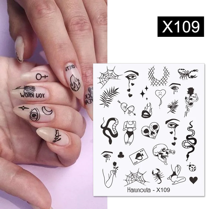 Harunouta Abstract Line Avocado Fruit Leopard Nail Water Sticker Decals Flower Leaves Slider Decoration For Autumn Nail Design-Nail Inspo