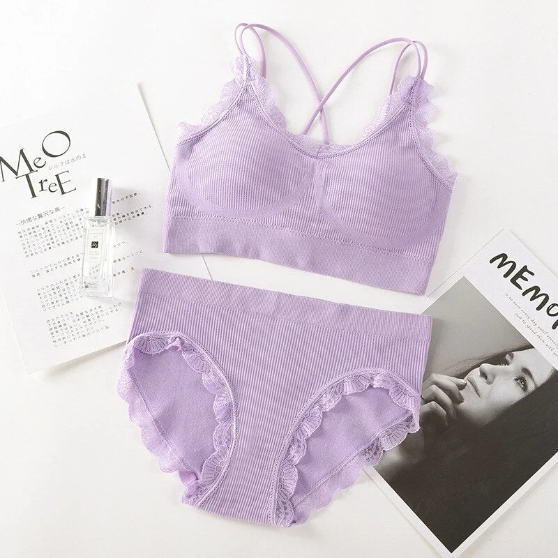 Sexy Women Bra Panties Set Push Up Bra Sport Top Set Letter Seamless Active Bra Female Lingerie Set Fitness Crop Top Underwear