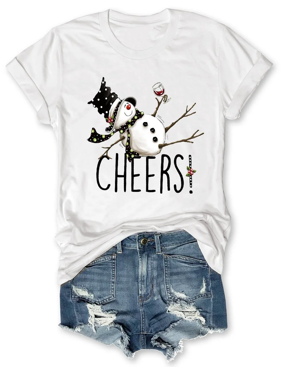 Cheers Snowman Christmas T-Shirt