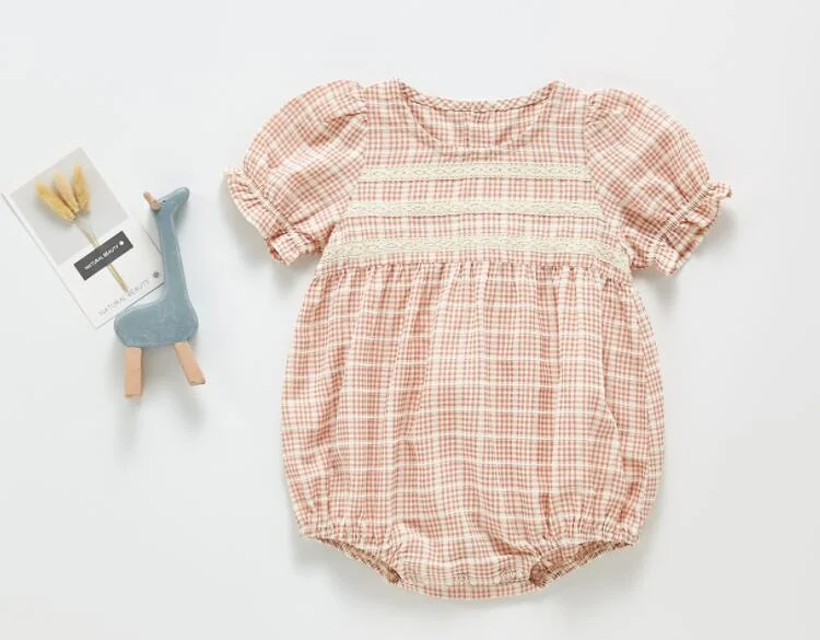 Summer 2021 Baby Kids Rompers Short Sleeve Embroidery Flower Cute Creeper Baby Girl's Bodysuit Outfits