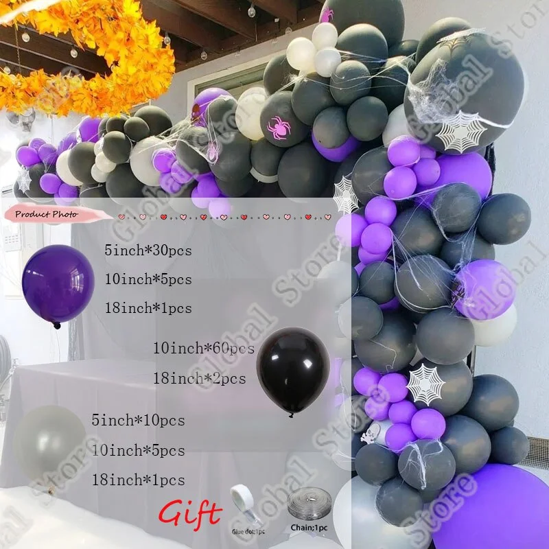 Christmas Gift 114Pcs Black Purple Pearlescent White Latex Balloons Garland Kit Arch Wedding Birthday Decorations Latex Party Latex Balloons