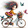 Girls Bicycle-11CT Stamped Cross Stitch 40*40cm/15.75*15.75in