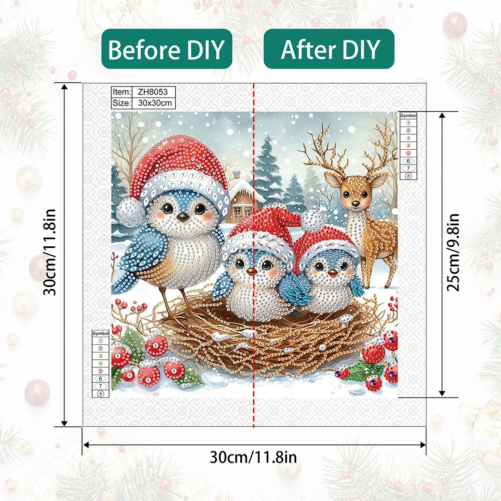 Diamond Painting - Partial Special Shaped Drill - Xmas Bird(Canvas|30*30cm)