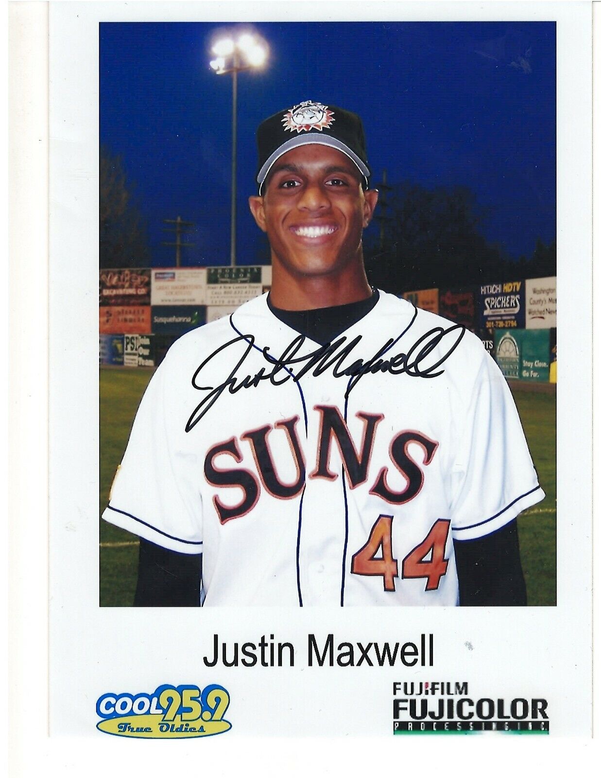 JUSTIN MAXWELL HAGERSTOWN SUNS WASHINGTON NATIONALS RARE SIGNED Photo Poster painting