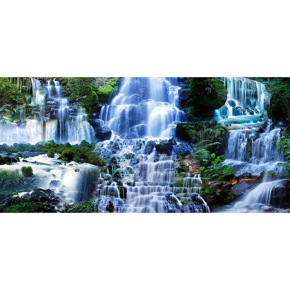 Big Size Round Diamond Painting - Waterfall Landscape (80*40cm)