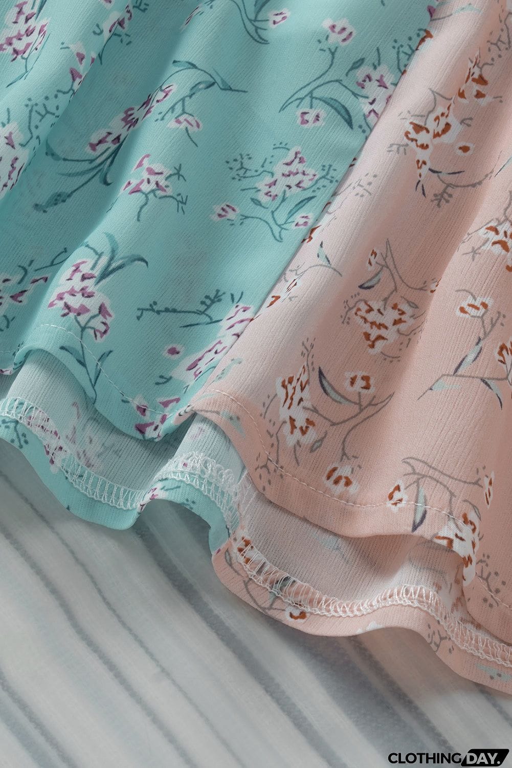 Floral Color Block Smocked Waist Maxi Skirt