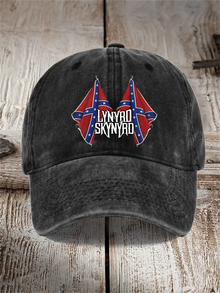 Men's Southern Rock Band Rebel Flag Washed Cap