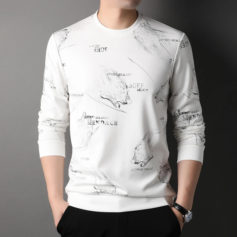 Croprotate Mens Printed Long Sleeve T-Shirt – Spring Personalized Fashion Top  