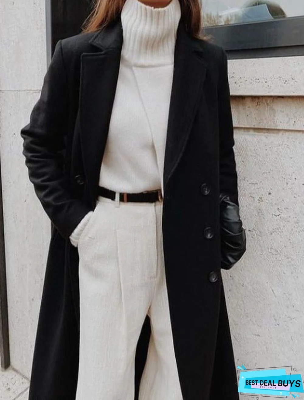 Loose Solid Color Long Sleeve Long Coat