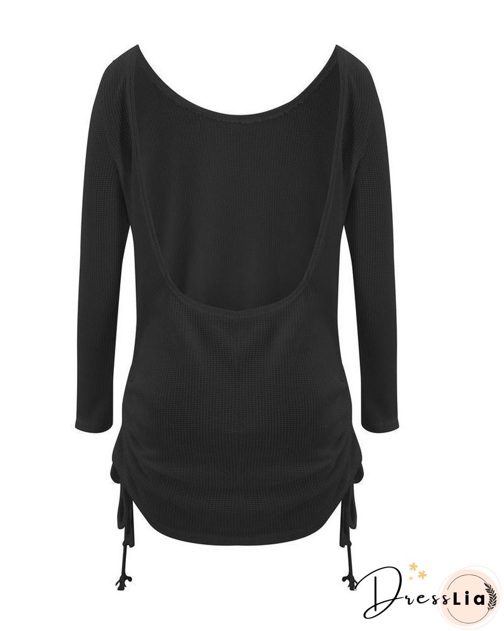 Drawstring Ruched Backless Dress P11312