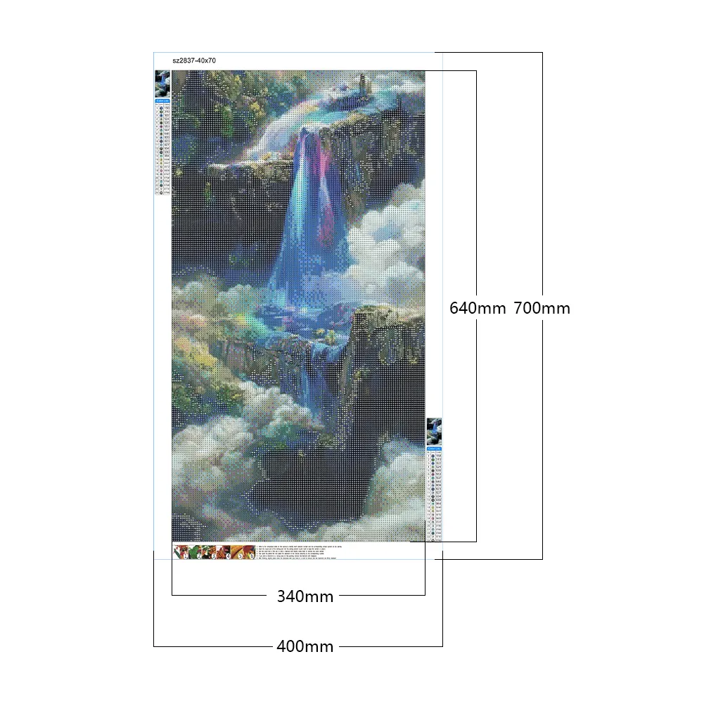 Full Round Diamond Painting 40*70cm - Fantasy Waterfall