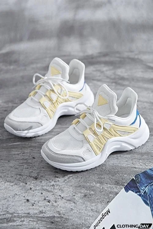 Chunky Mesh Two Tone Lace Up Sneakers