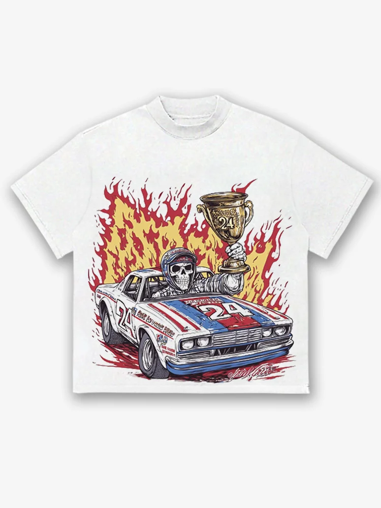 Racing Mission Racing American Retro Pattern Short Sleeve T-shirt