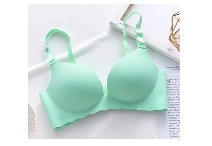 Sexy One-Piece Bra Women Wireless Breathable Underwear Gather Push Up Simple Lingerie Seamless Bralette Candy Color нижнее белье