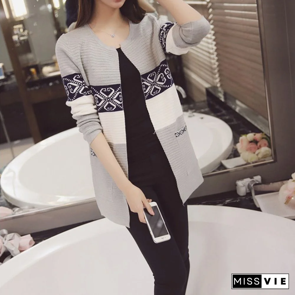 Women Knitted Cardigan Sweaters Coat Women's Sweater Top Feminine Clothes Long Sleeve Warm Jacket Korean Style Autumn Winter