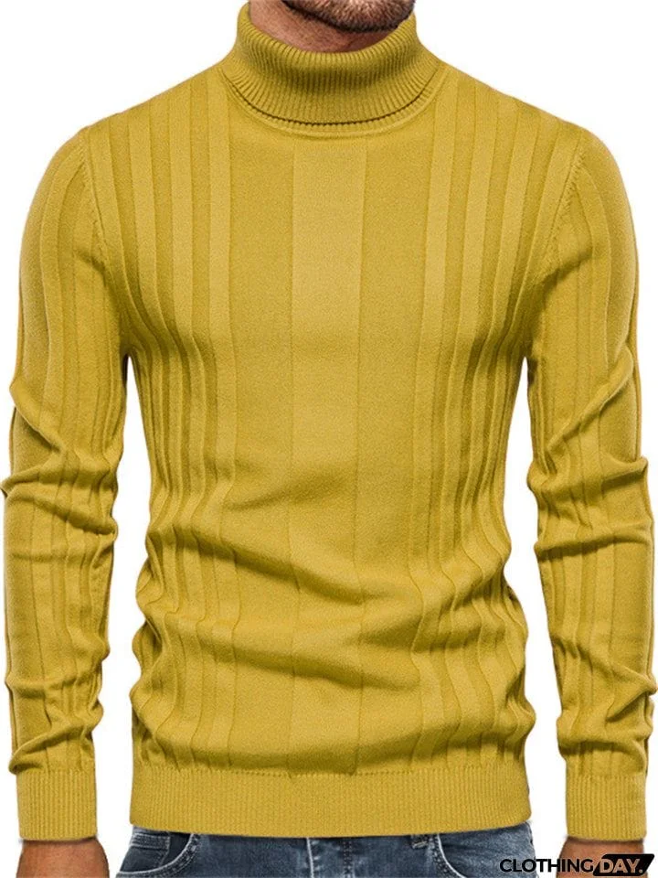 Casual Style High Collar Bottoming Shirt Men Knitted Tops