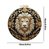 Gold Lion-DIY Embroidery Kit with Pattern Cotton Threads Needles Hoop 30*30cm/11.81*11.81in