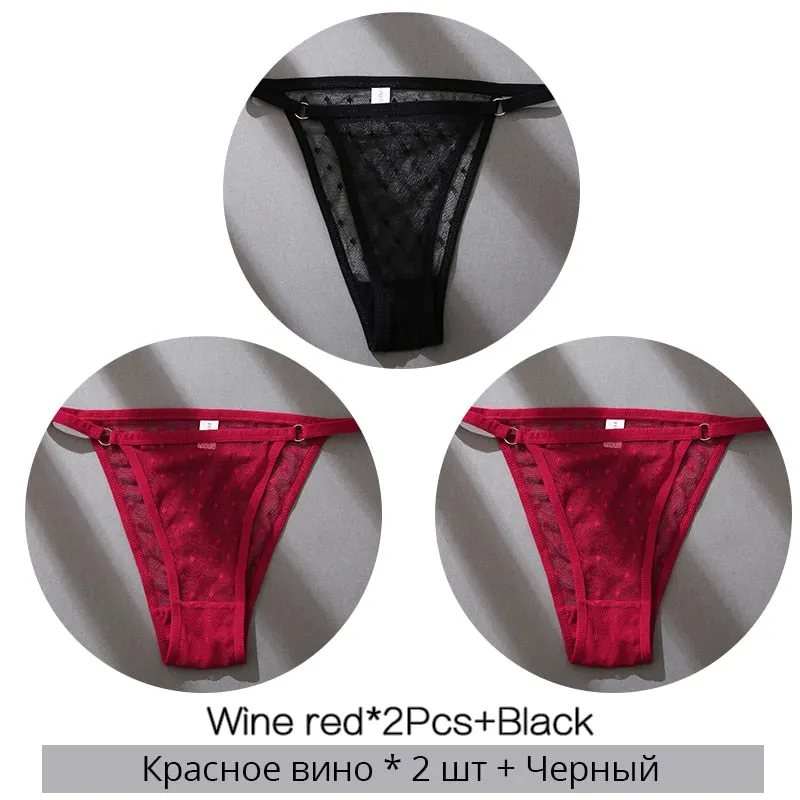 FINETOO M-2XL Sexy Panties Women Dot Lace Bikini Underpants Low Waist Lace Underwear Plus Size Panty Ladies Lingerie Girls Panty