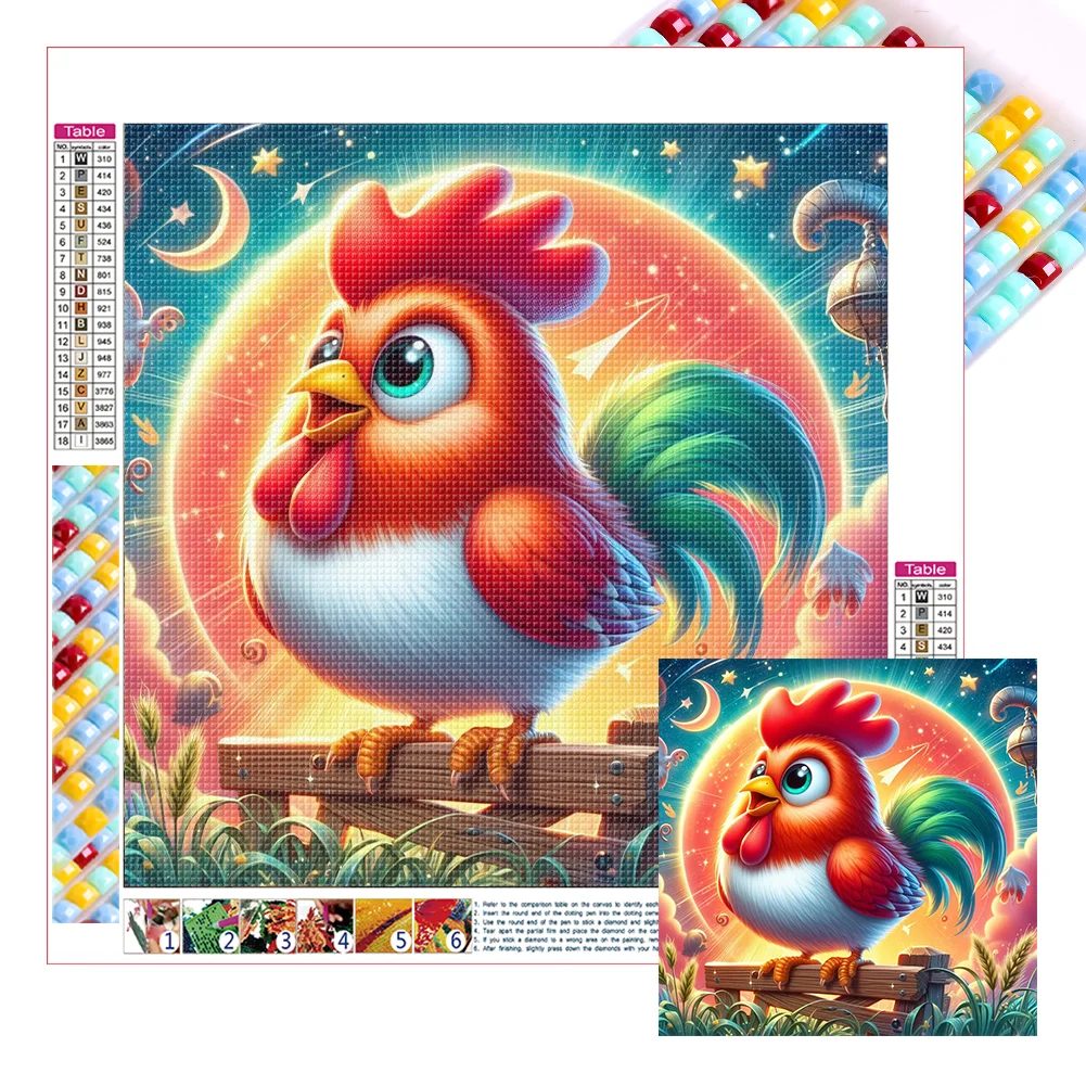 Full Square Diamond Painting - Crowing Chicken(Canvas|35*35cm)
