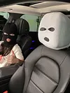 Halloween Spoof Face Funny Car Headrest Cover Decoration for Most Cars (White)