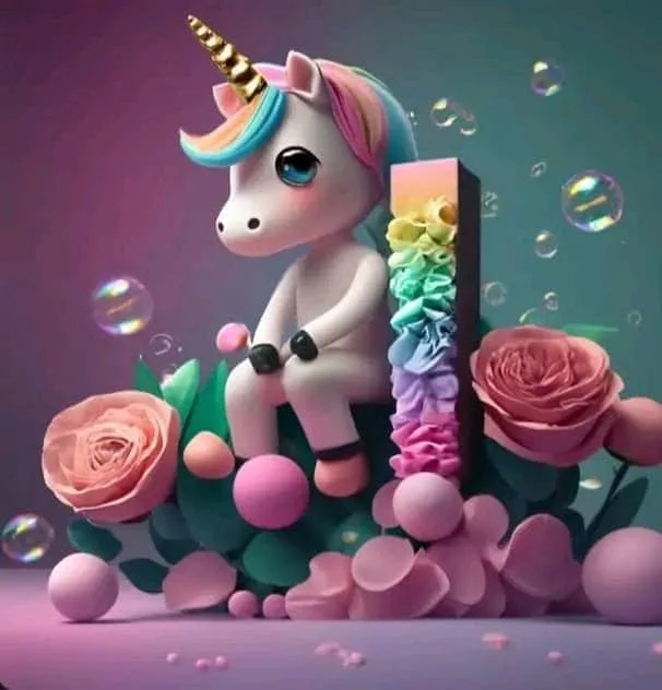 Diamond Painting - Full Round Drill - Unicorn Alphabet(Canvas|30*30cm)