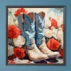Diamond Painting-DIY Full Round Drill Flower Cowboy Boots（40*40CM)