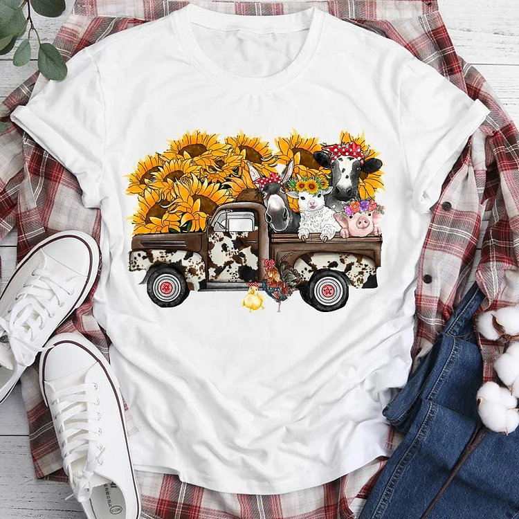 PSL - Sunflower Farm Animals Truck T-Shirt-05656