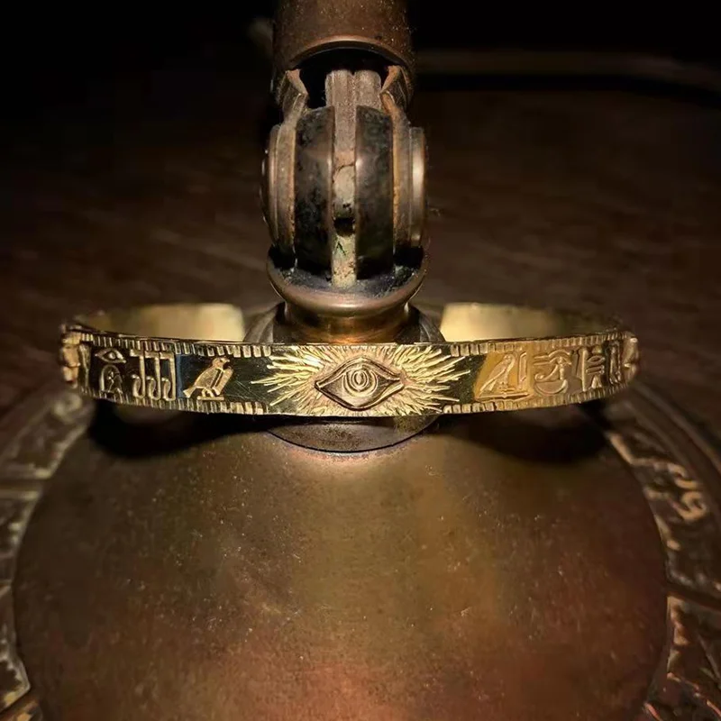 Vintage Egyptian Eye of Horus Pointed Gold Adjustable Cuff Bracelet