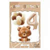Retro Cream Caramel Cartoon Bunny Bear 0 - 9 Numbers Latex Aluminum Film Balloons Flags Package Kids Birthday Party Decors