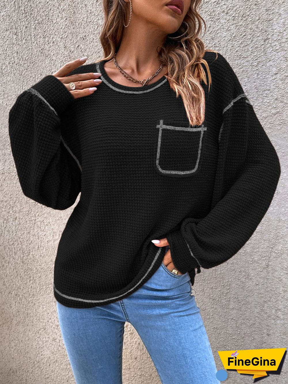 Casual Comfortable Round Neck Loose Versatile Knitting Sweater