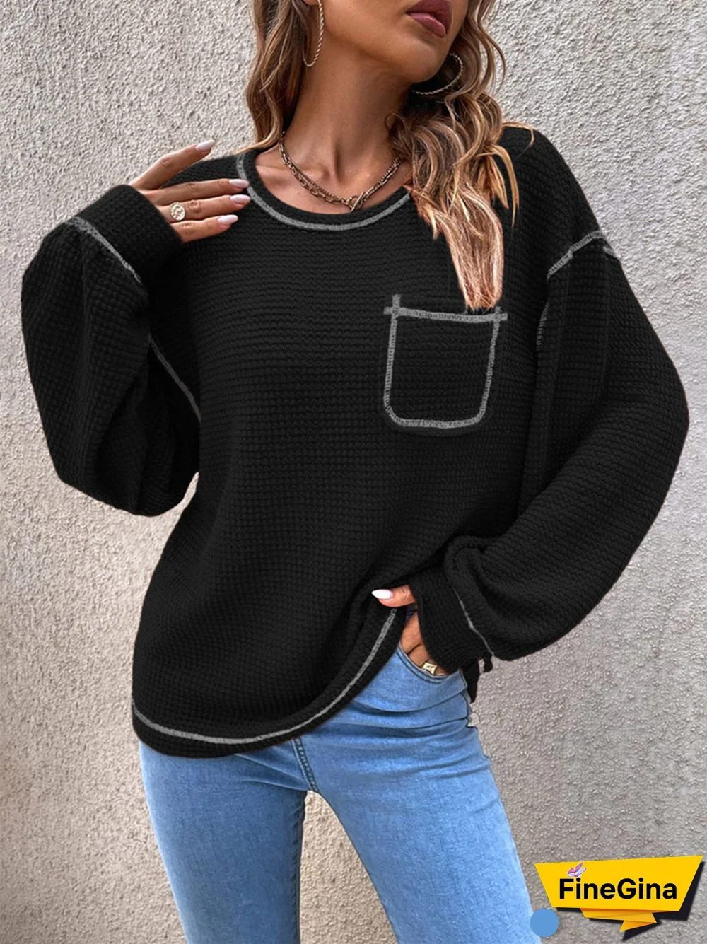 Casual Comfortable Round Neck Loose Versatile Knitting Sweater