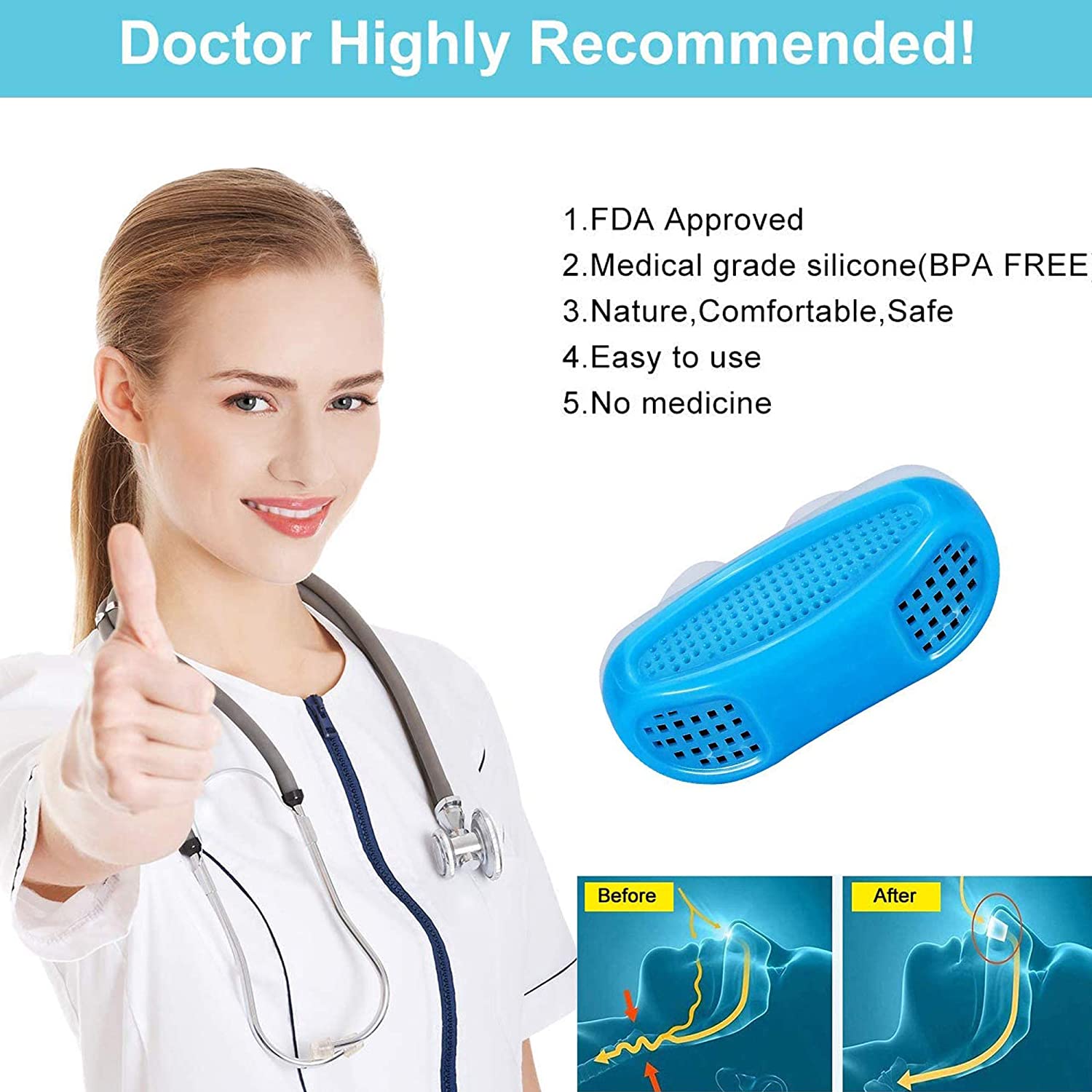 Maskless & Hoseless Micro Portable CPAP Sleep Apnea Anti Snore Machine