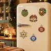 6PCS  DIY Pearl Diamond Painting Christmas Fridge Magnets, Sparkling Rhinestone Refrigerator Magnet Craft Kit for Home Decor & Gifts