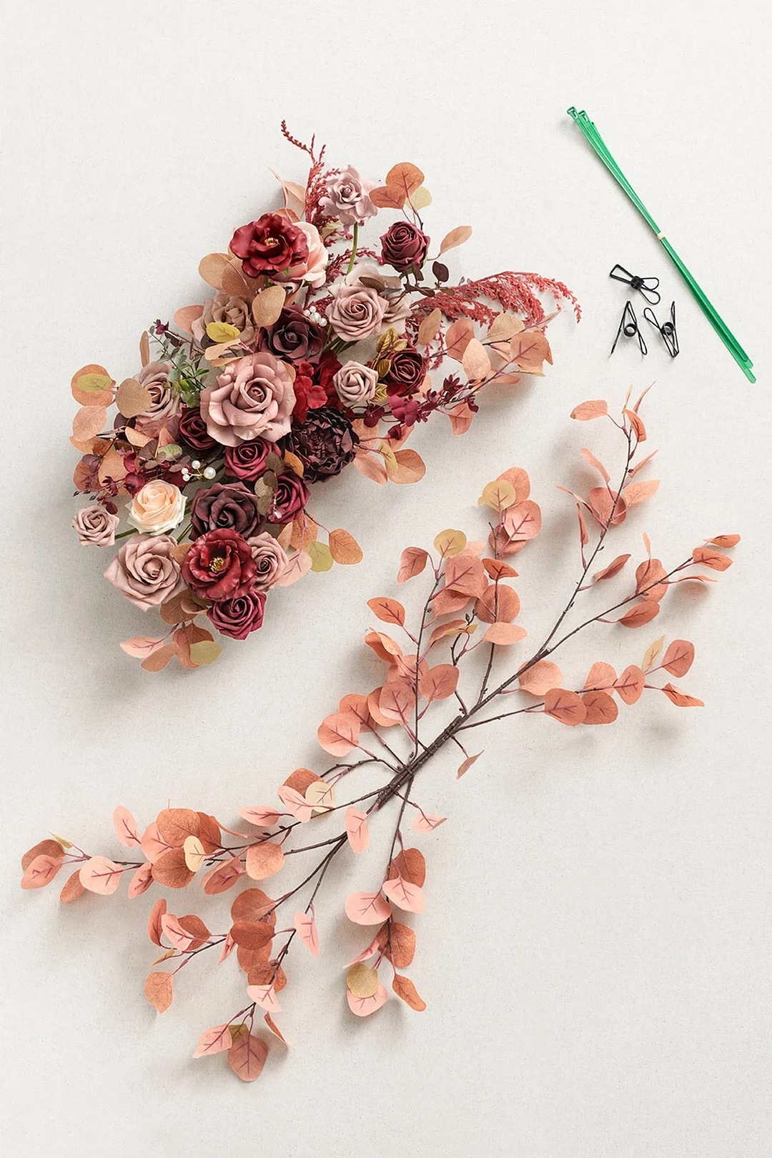 Free-Combined Flat Arch Flower Decor in Burgundy & Dusty Rose