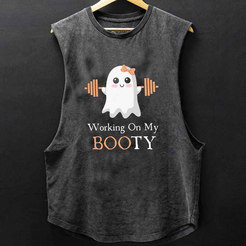 WORKING ON MY BOOTY SCOOP BOTTOM COTTON TANK
