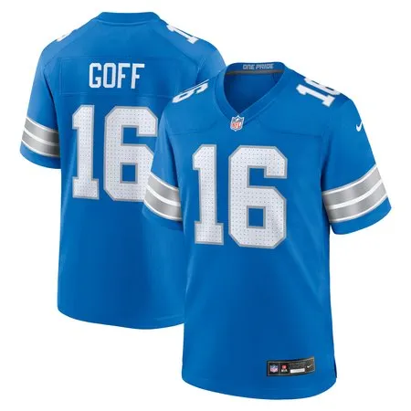 Men's Detroit Lions #16 Jared Goff  Blue Game Jersey 8ULT
