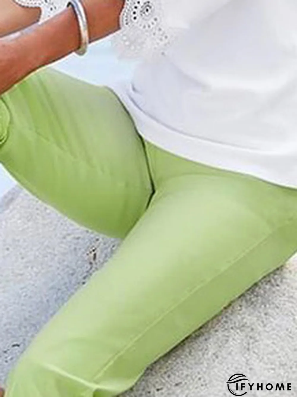 Plain Chemical Fiber Blend Fit Pants | IFYHOME