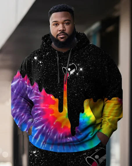 Men's Plus Size Smudged Graffiti Graphic Hoodie Set of Two