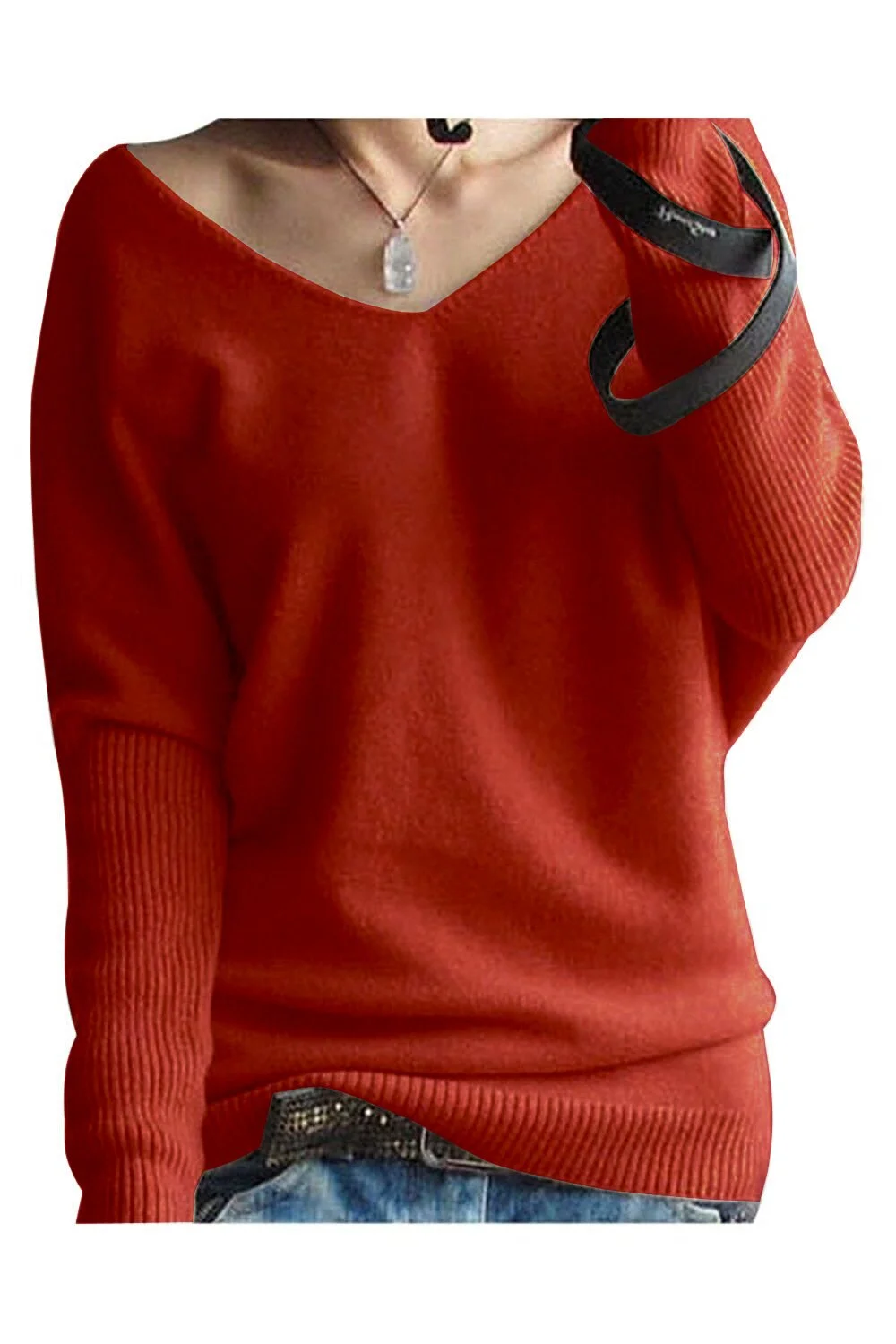 Knitted Sweater Cashmere Sweaters Women's 100% Merino Wool V-Neck Vintage Pullover Jumper