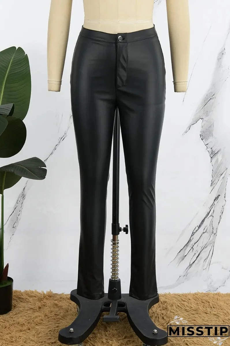 Women High Waist Stretch Sexy Leather Pants