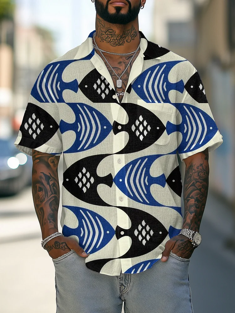 Men's Ocean Fish Art Print Shirt