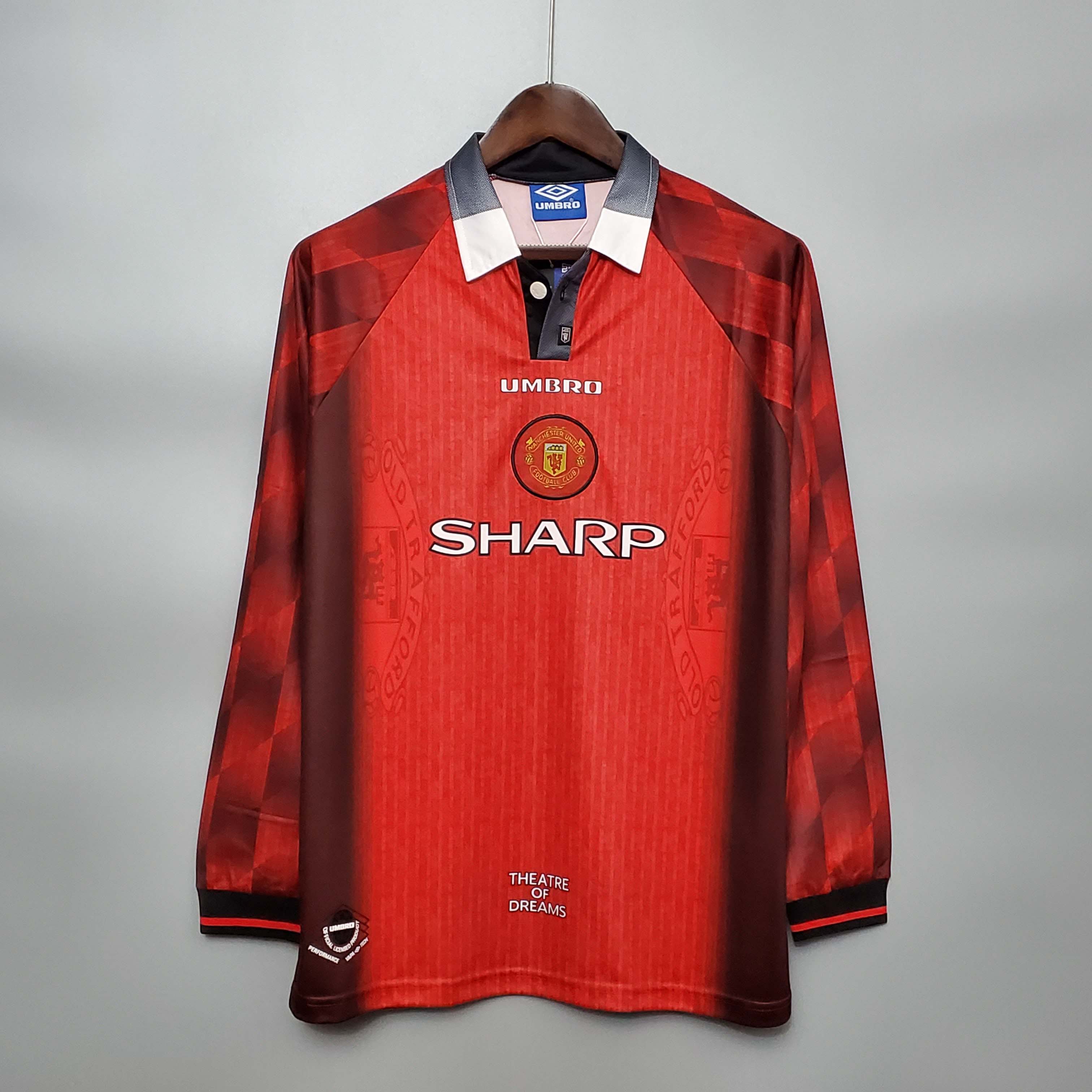 1996-1998 Retro Manchester United Home Long sleeve Football Shirt 1:1 Thai Quality