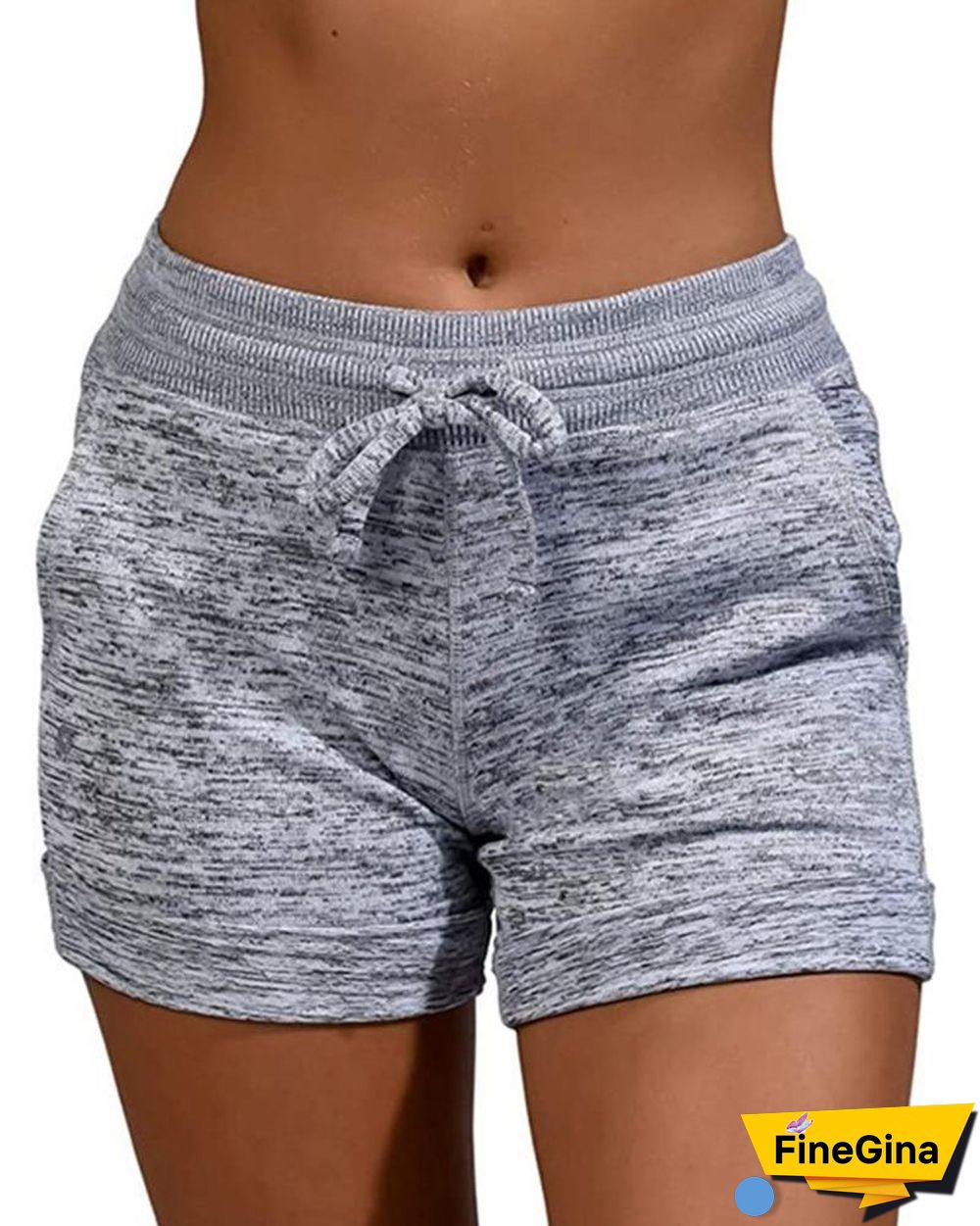 Plain Drawstring Basic Yoga Shorts