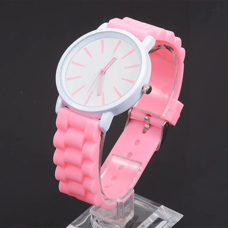 Simple Style Round Dial Jelly Silicone Strap Quartz Watch