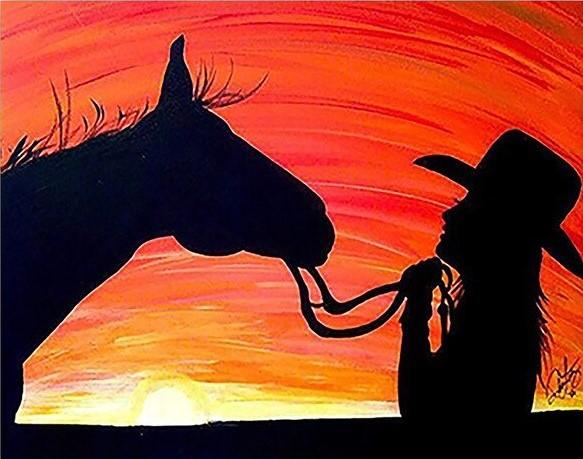 

Girl And Horse Silhouette – Paint By Numbers - 40*50CM, 501 Original