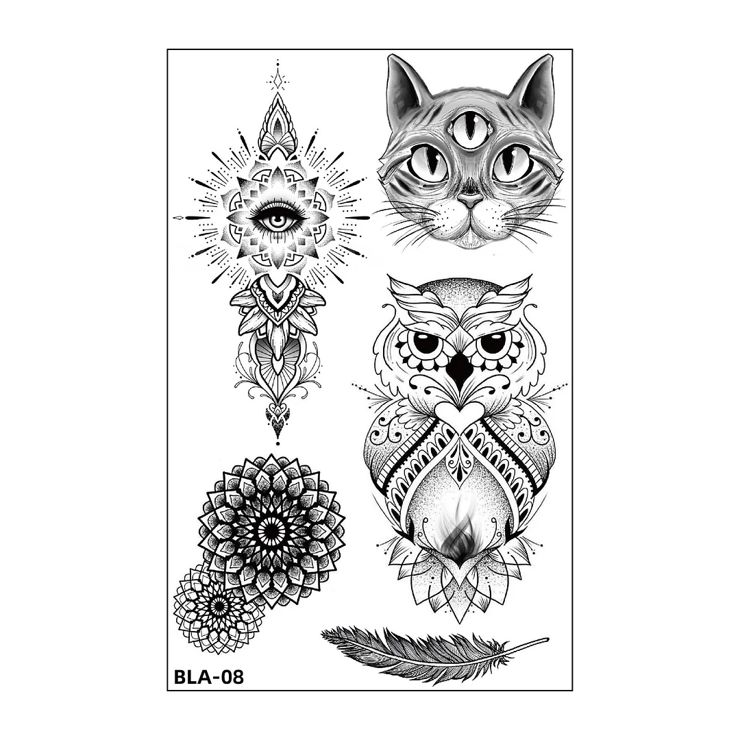 Women Waterproof Temporary Tattoo Sticker Mandala Flower Tatoo Elephant Feather Body Art Water Transfer Clavicle Temporary Tatto